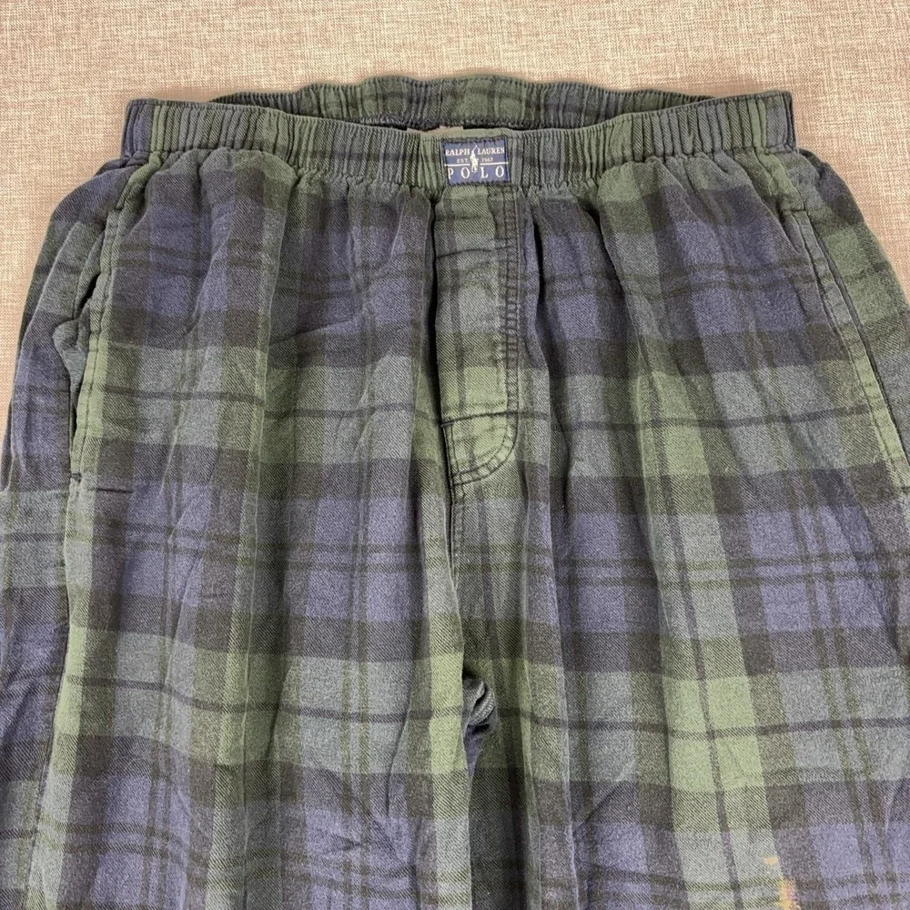 Polo Ralph Lauren Pants Mens Medium Green Plaid Cotton Long Johns Underwear